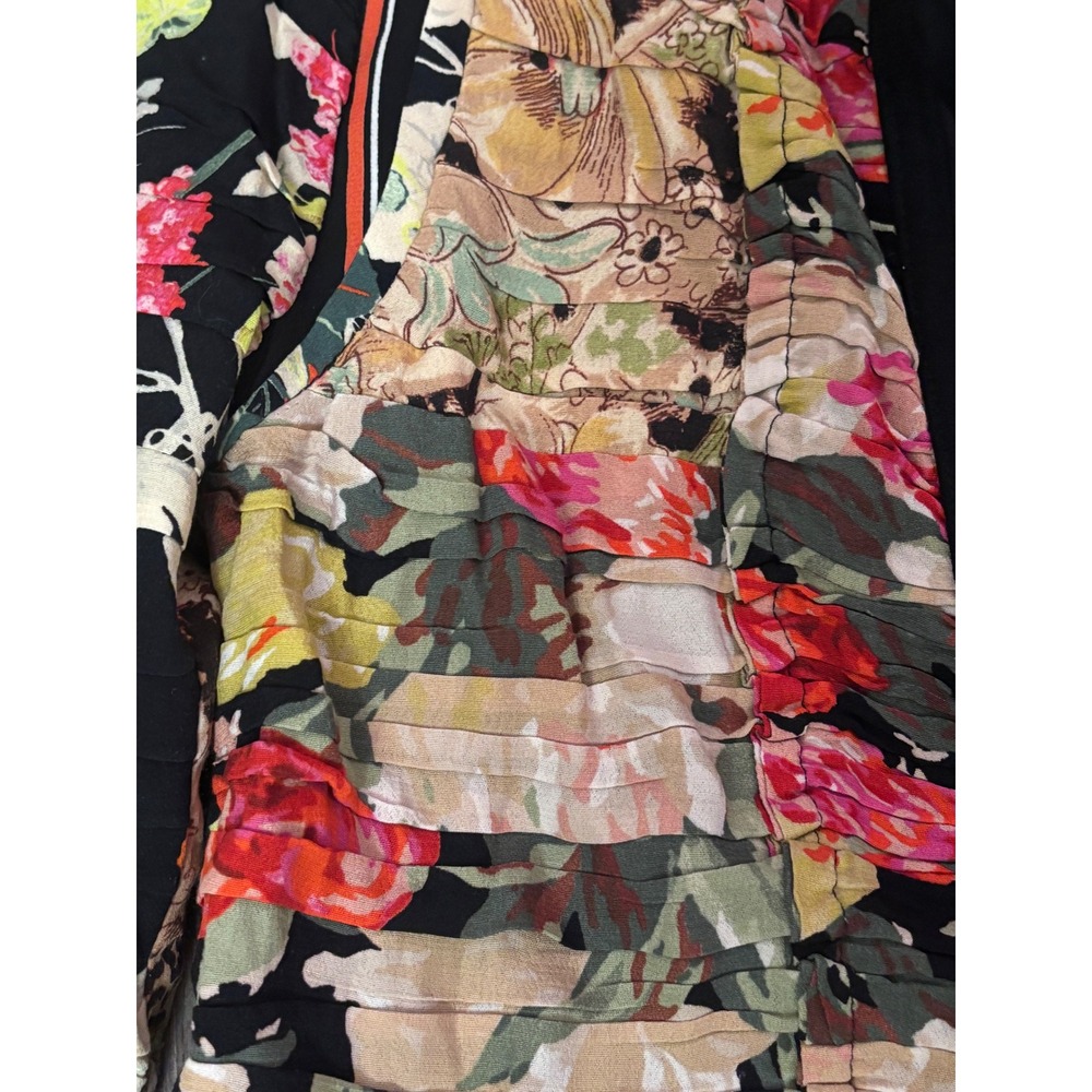 Zara Floral Patchwork Jacket Small Open Front Sta… - image 6